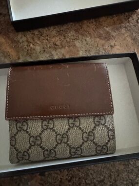 Gucci Brown Signature GG Canvas & Dark Brown Leather Card Holder